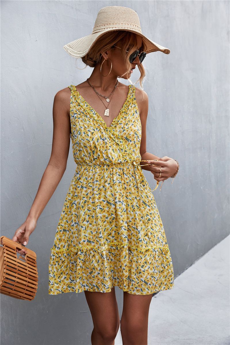 Daisy Bloom Mini V-Neck Dress