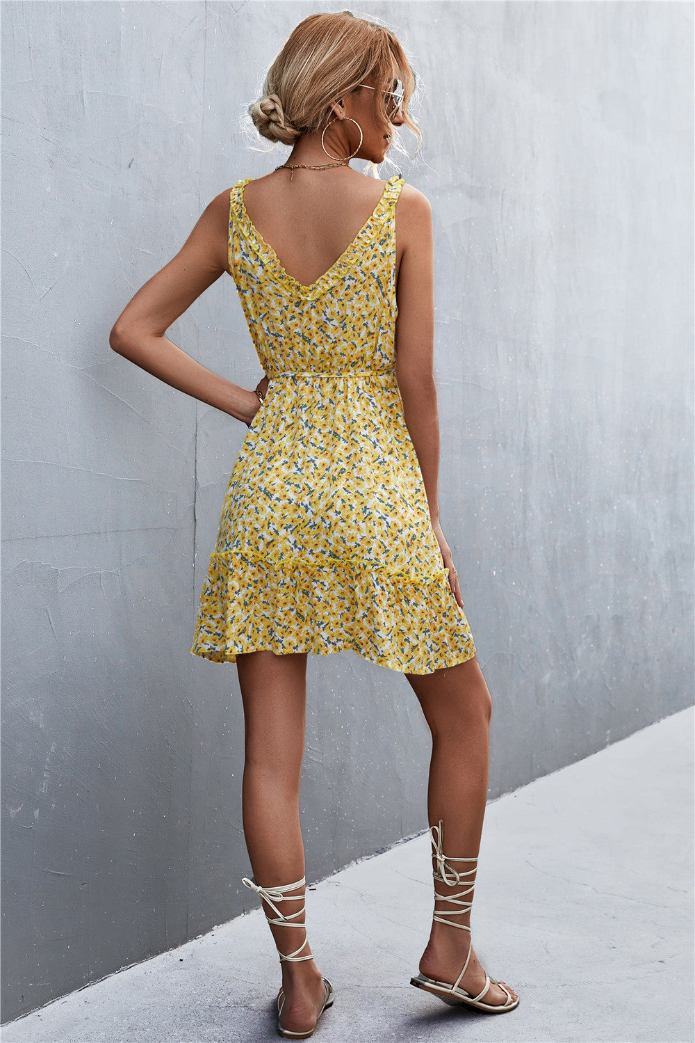 Daisy Bloom Mini V-Neck Dress